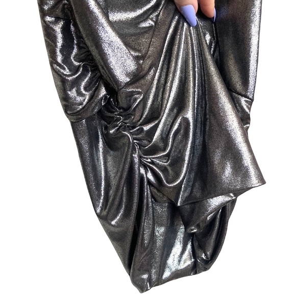 SM•NWT•BEBE•GUNMETAL GREY METALLIC BASKET WEAVE TUNIC• - Picture 4 of 5